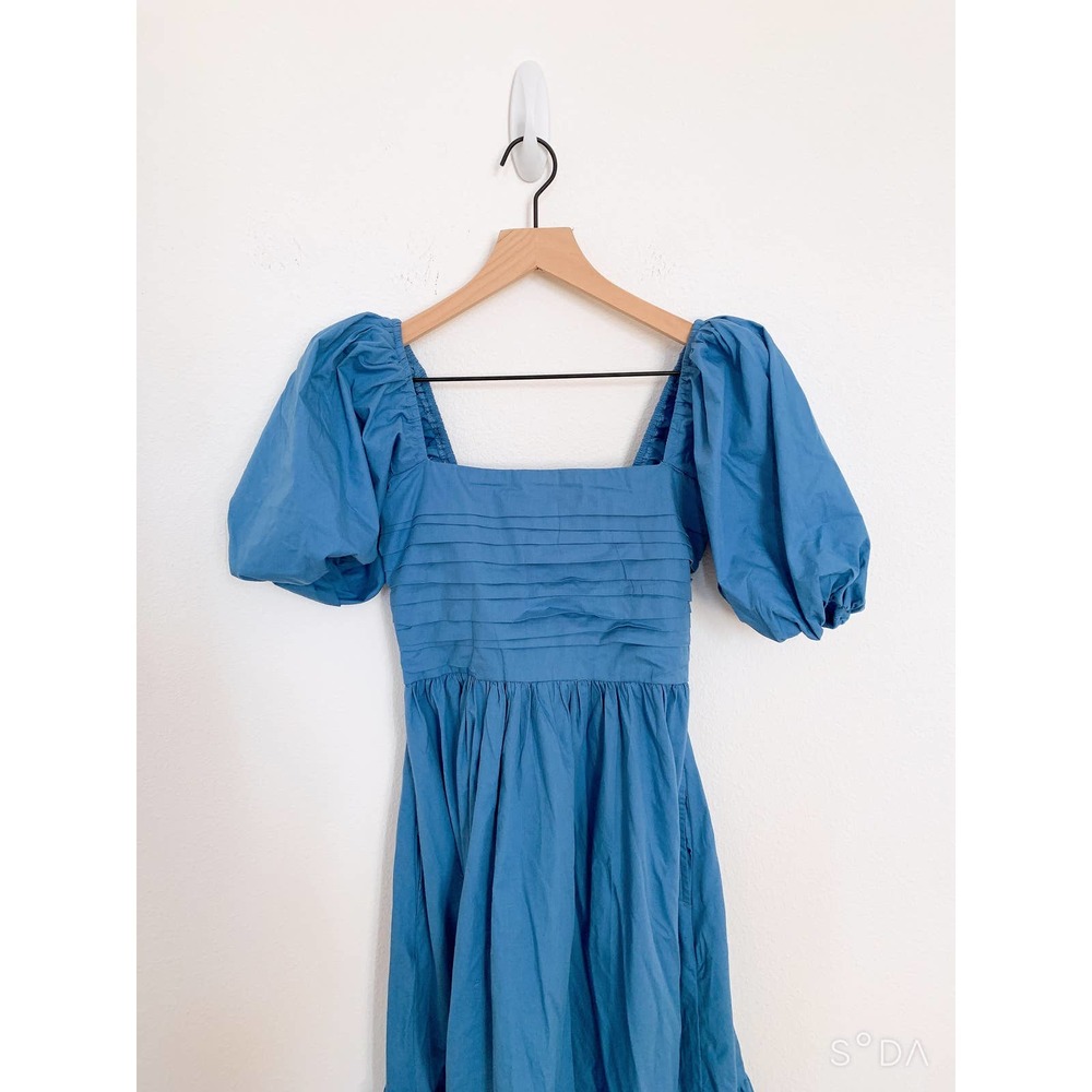 Abercrombie & Fitch Ruched Puff Sleeve Midi Dress - Picture 4 of 7